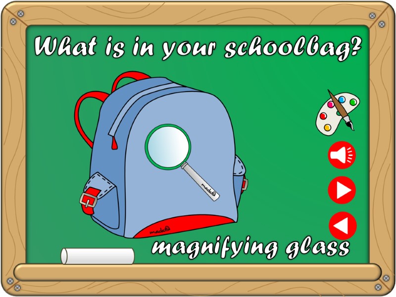 What is in your schoolbag? magnifying glass